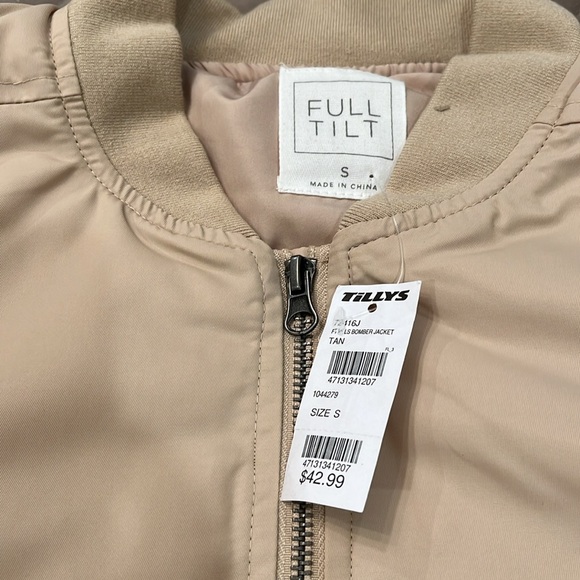 FULL TILT Womens Tan Bomber Jacket/NWT/S - Picture 12 of 16